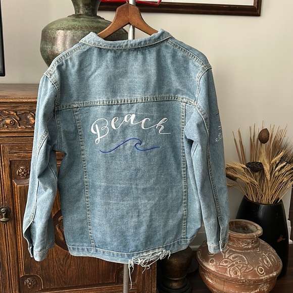 Jackets & Blazers - Beach Surf Club Distressed Denim Jacket
